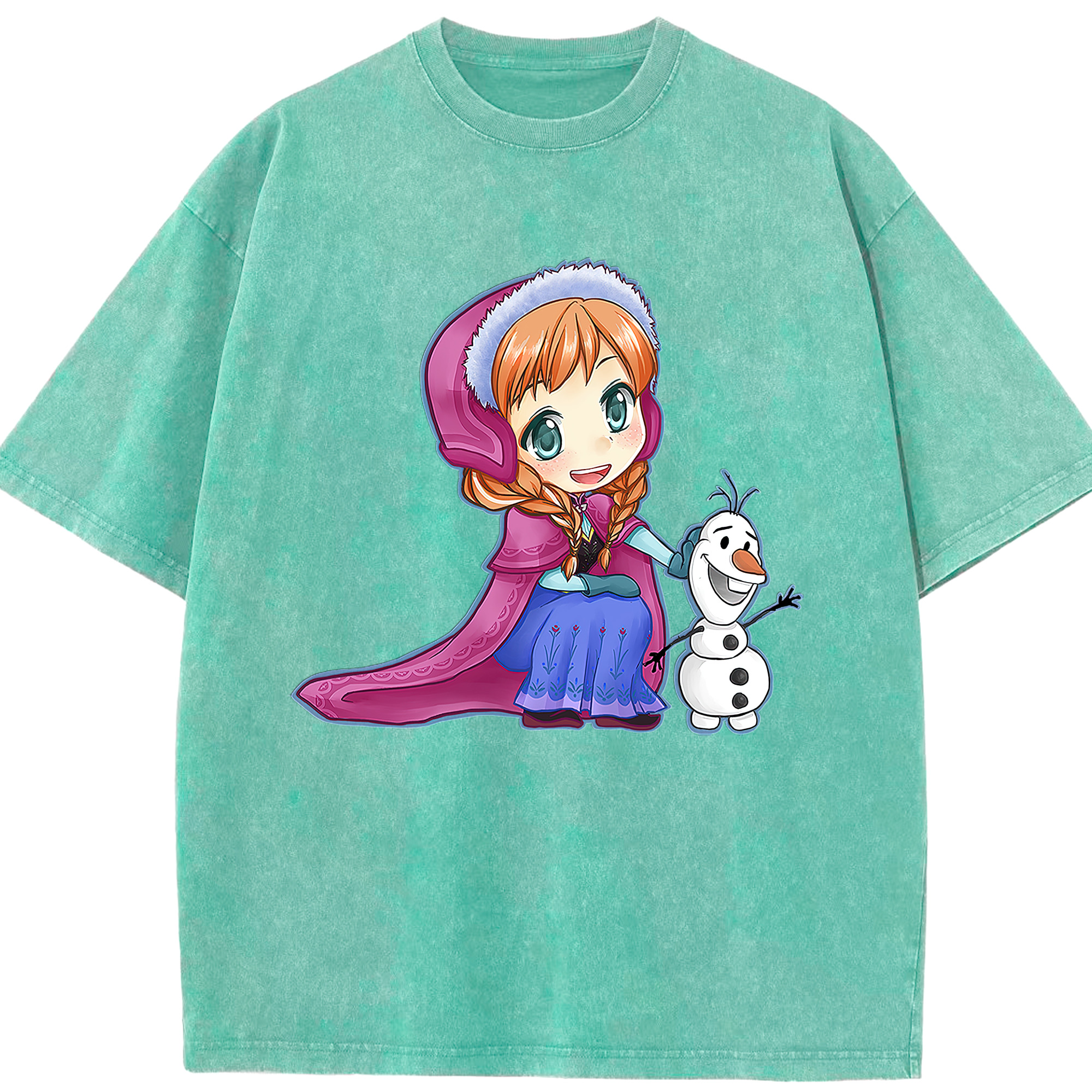 （画像用） アナと雪の女王 アンナ エルサ Frozen Anna Elsa 綿100% ヴィンテージ風 半袖Tシャツ（フロントプリント）